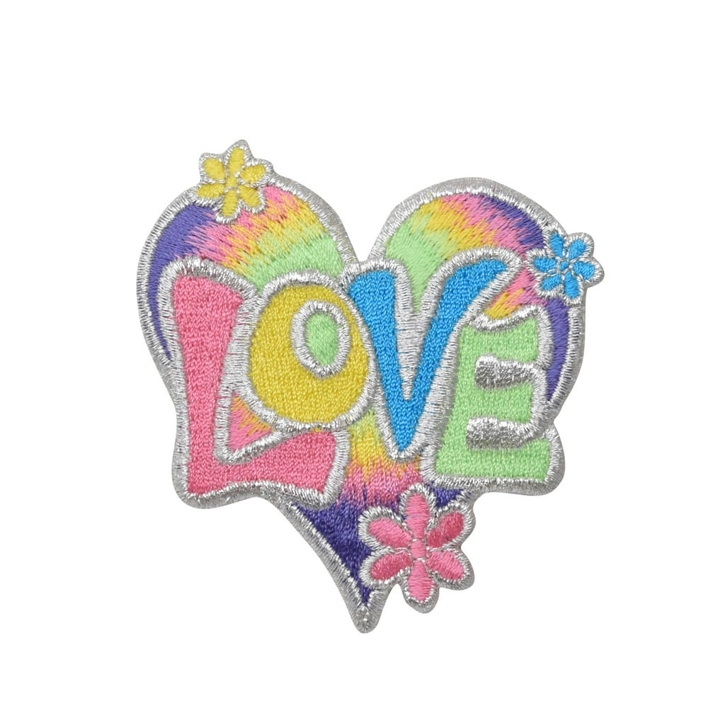 Love heart  multicolorpastel  iron on appliqueembroidered patch
