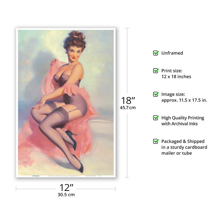 Pretty in Pink - Vintage Pin Up Girl Print by William Medcalf c