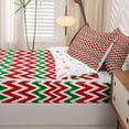 thumbnail image 5 of Manfei Festive Stripes Zipper Twin Comforter Sets with Fitted Sheet and 2 Pillowcases,Traditional Christmas Zipper Bedding Set,Red Green,Christmas Reversible,4pcs, 5 of 8