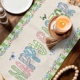 thumbnail image 3 of Easter Table Runner - 48 Inch Long Spring Truck Rabbit Flowers Eggs Green Check Cotton and Linen Blended Dress Scarves Farmhouse Table Runner for Kitchen Dining, Coffee Table, 13" x 48", 3 of 8