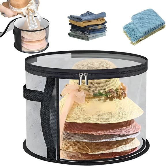 LAMIRO Oversized Clear Hat Box Storage Bag for Women Holds Up To 7 Caps Cowboy Hat Organizer for Closet Wide Brims Hat Case With Carrying Handles