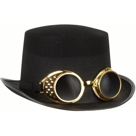 Loftus Halloween Steampunk Goggles & Adult Top Hat, Black Gold, One Size