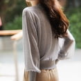 thumbnail image 3 of See-through Cardigan Women Thin Summer Knitted Simple Casual Solid Temperament Single Breasted Sheer Vacation Mujer Clothes Ropa, 3 of 7