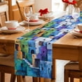 thumbnail image 5 of Table Runner - 60 Inch Long, Abstract Blue Kitchen Dining Table Runner Dresser Scarves, Painting Buildings Geometric Modern Art Farmhouse Decor for Coffee Tables Wedding Party Banquet, 5 of 8