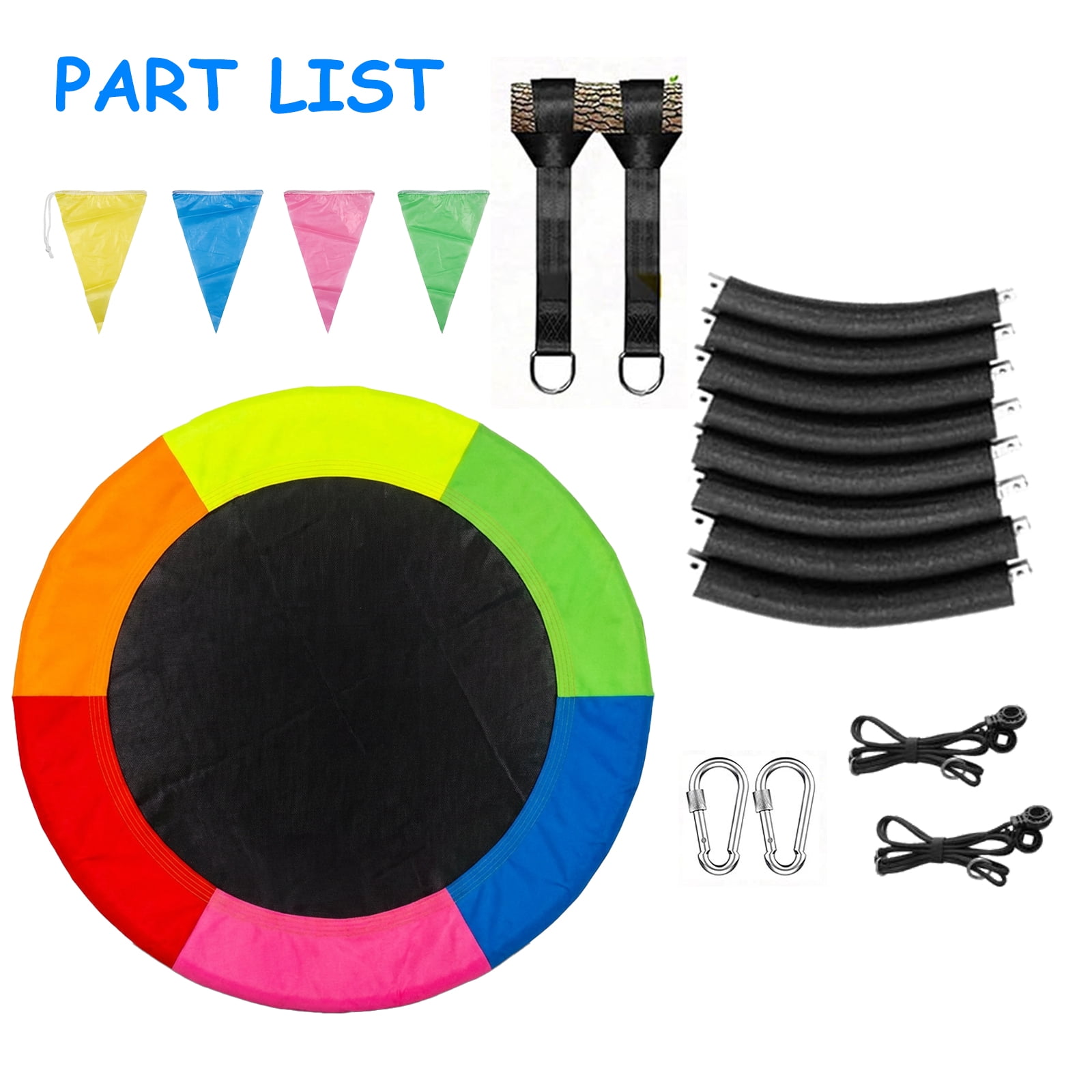 Leumius 40" Saucer Swing,Waterproof Fabric Tree Swing for Kids,Indoor Outdoor Play Set for Backyard,Playground,Rainbow