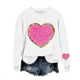 thumbnail image 2 of GUZOM Valentine's Day Womens White Sweatshirt - Charming Fuzzy Heart Sequin Detail, Soft Lightweight Relaxed Crewneck Cute Festive Casual Top,Size 3XL, 2 of 5