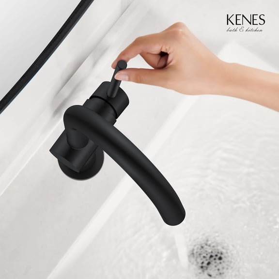 Matte Black Bathroom Sink Faucet, Bathroom Faucets Single Handle Modern Prep Wet Bar Sink Faucets with Drain Assembly & Deck Plate, Farmhouse RV Camper Outdoor Utility Faucet, KE-9005B-2