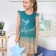 thumbnail image 4 of Balery Shopping Cart On Tropical Beach Camisón de princesa para niñas, pijama de algodón con mangas abullonadas, suave y bonito.-X-Large, 4 of 6