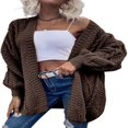 thumbnail image 3 of Women Loose Cardigan Sweater Front Open Cable Lantern Sleeve Knit Jacket, 3 of 4