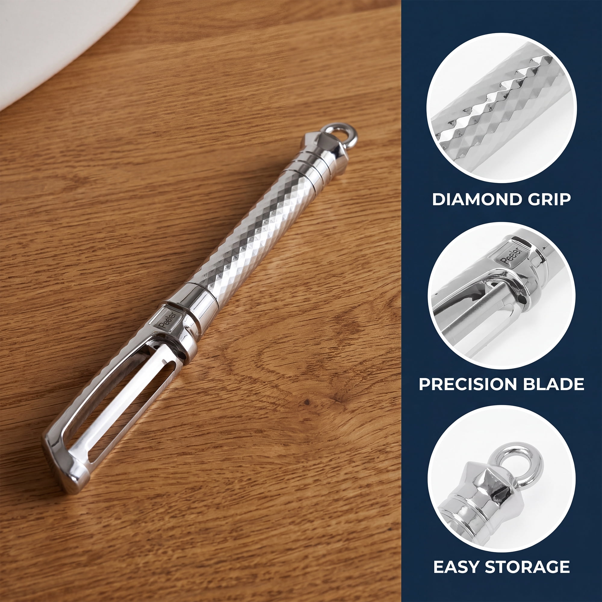 Unique Bargains Stainless Steel Thickened Peeler with Hanging Hole Silver 7.5" x 0.8"