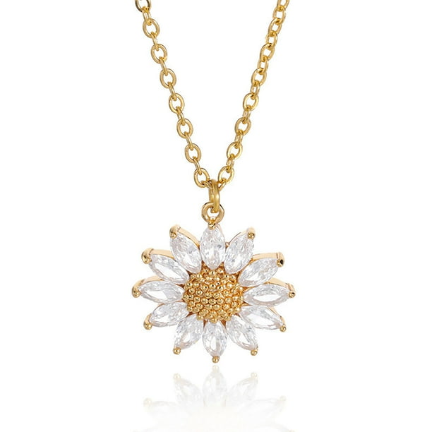 Collar de girasol dorado, moda, exquisito, estilo simple, collar con colgante de girasol