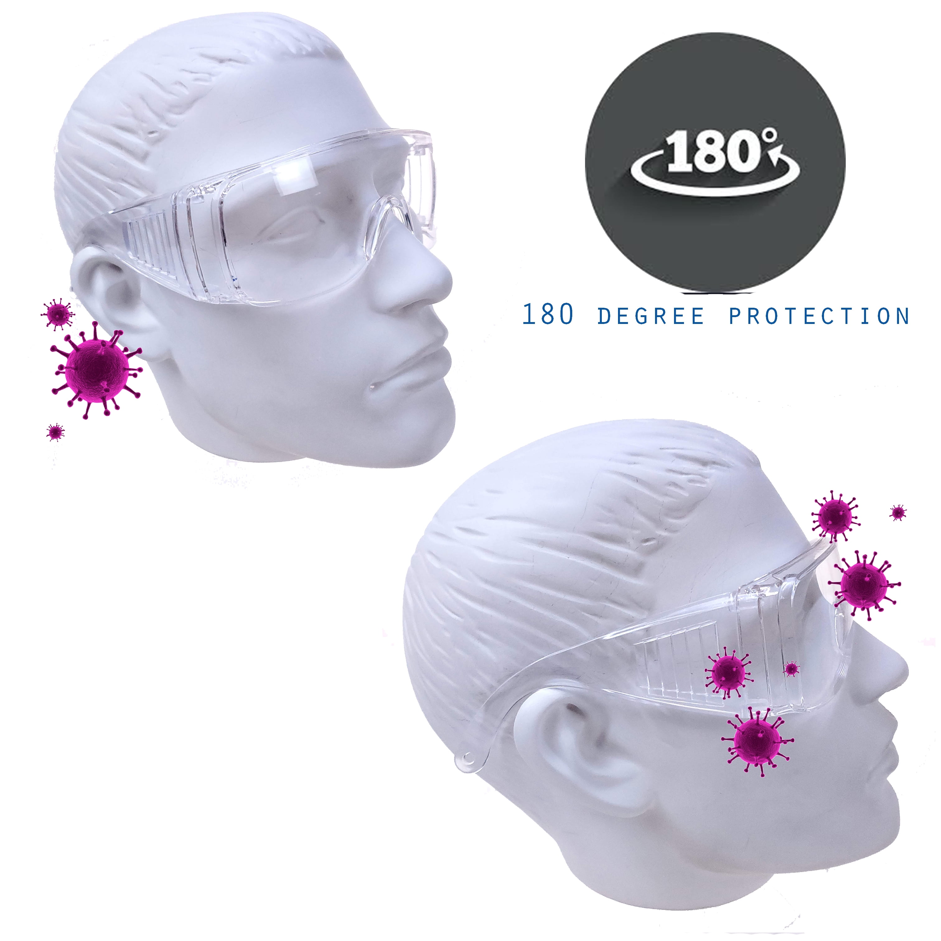 5 Safety Glasses Goggles Protective Eye Protection Chemistry Laboratory Cover Over Splash Resistant Include 1 Lens Cleaning Spray Bottle Ship from Dallas, TX