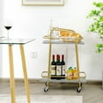 thumbnail image 4 of Gymax Chariot de Service Utilitaire Doré sur Roulettes pour Cuisine avec Poignée, 4 of 10