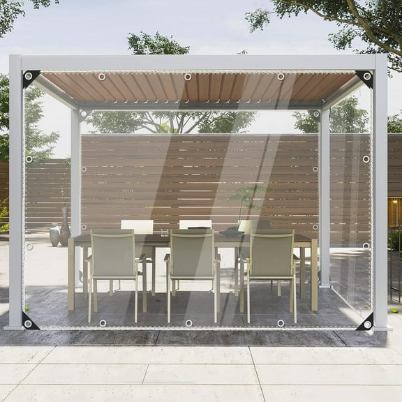 Clear Tarps Heavy Duty PVC Tarpaulin with Metal Grommets and Ropes, Outdoor Waterproof, Windproof, Anti-UV, Anti-Tear for Greenhouse, Patio, Garden, Pavilion, 9.8' x 13.1'