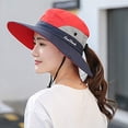 thumbnail image 2 of Sombreros para el sol de ala ancha con protección UV para mujer - Gorra con orificio para cola de caballo de malla de enfriamiento Sombrero de pesca plegable para viajes al aire libre (rojo) brillar Electrónica, 2 of 5