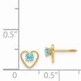 thumbnail image 3 of Fine Color Jewels Blue Topaz Heart Stud Earrings for Women 14K Yellow Gold Button Style Design, 3 of 7