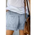 thumbnail image 2 of Pantalones cortos casuales para mujer, elásticos, cintura media, cierre de cordón, piernas anchas, pantalones cortos de verano con bolsillos laterales, 2 of 3