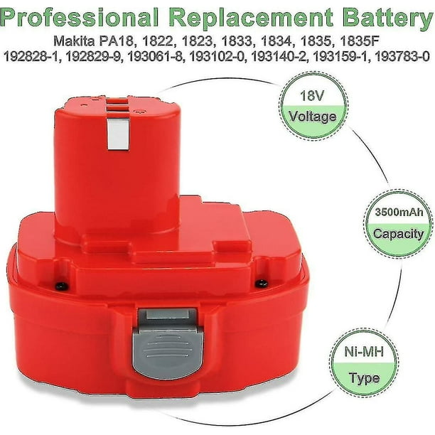 18v 3.5ah Ni mh Battery Replacement For Makita Pa18 1822 1823 1834 1835 192826 5 192827 3 6343d 6347d 8390d 8391d Vinsniv Walmart
