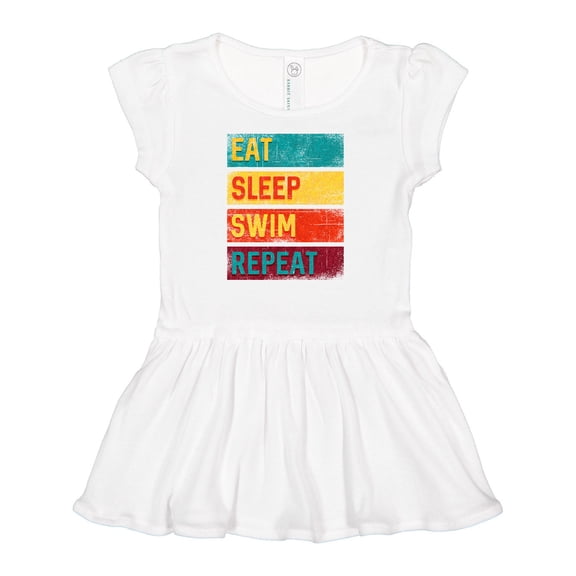 Inktastic Swimming Eat Sleep Swim Repeat Girls Baby Dress