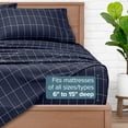 thumbnail image 6 of Bare Home Ultra-Soft Sheet Set - Premium 1800 Collection - Deep Pockets - 4-Pieces - King, Grid - Midnight/White, 6 of 8