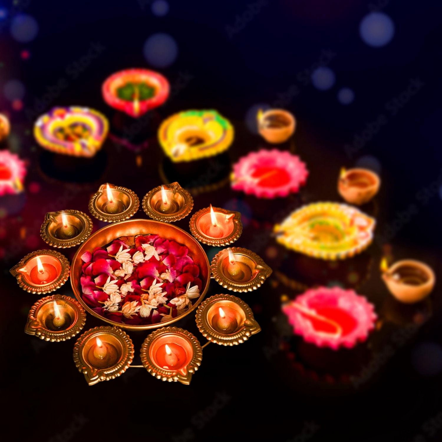 Way to Celebrate Diwali Decoration Metal Urli Bowl Gold Finish 11.75 inch