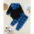 thumbnail image 3 of Newborn Baby Boys Clothes Newborn Boys 2PCS Romper Outfits Set Letter Print Newborn Boys Long Sleeve Hoodie Top Pants Set Blue, 3 of 8