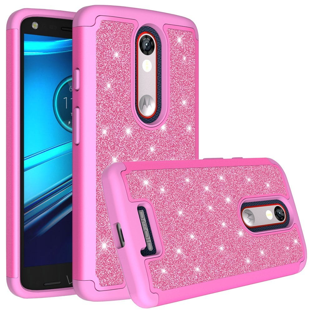 DROID Turbo 2 Case, Glitter Case Shock Proof with [HD Screen Protector