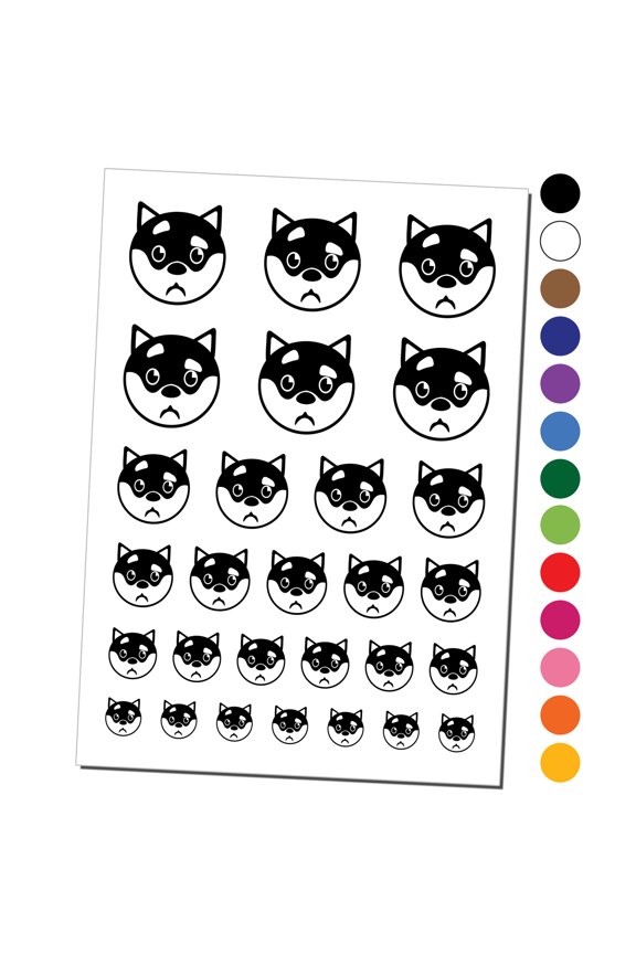 Husky Dog Face Curious Water Resistant Temporary Tattoo Set Fake Body Art Collection - Orange