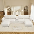 thumbnail image 3 of Willayok 153" Oversized U-Shaped Cloud Couch Sectional with Modular Design for Living Room: Comfy Corduroy, Ottoman, USB Port, Cup Holder, Armrest Storage, Side Pocket, Beige White, 3 of 10