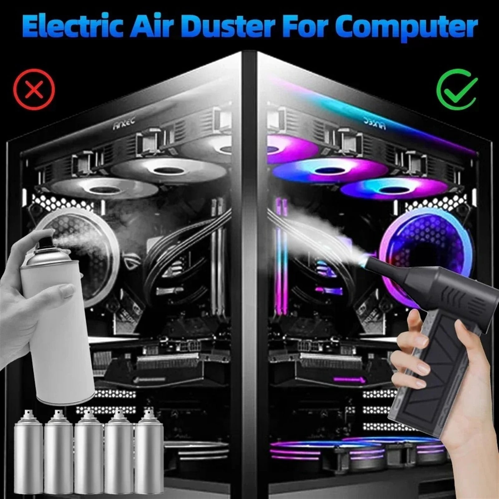 110000RPM Mini Turbo Jet Fan Electric Air Duster 3 Gear Turbo Violent Blower Rechargeable With Light Car Cleaning ,High Power