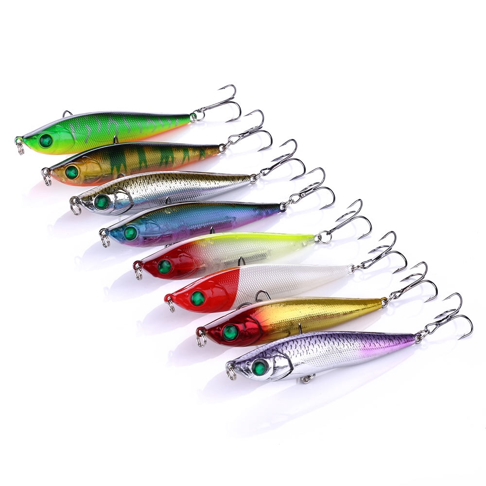 HENGJIA Fishing Lures, Pencil Plopper Fishing Lures for Bass Catfish Pike Perch, Sinking Minnow Pencil Popper Fishing lure for Freshwater or Saltwater