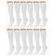 thumbnail image 3 of 12 pares de calcetines hasta la rodilla para uniformes escolares, deportes, fútbol, mujeres, blanco, talla 9-11, 3 of 4