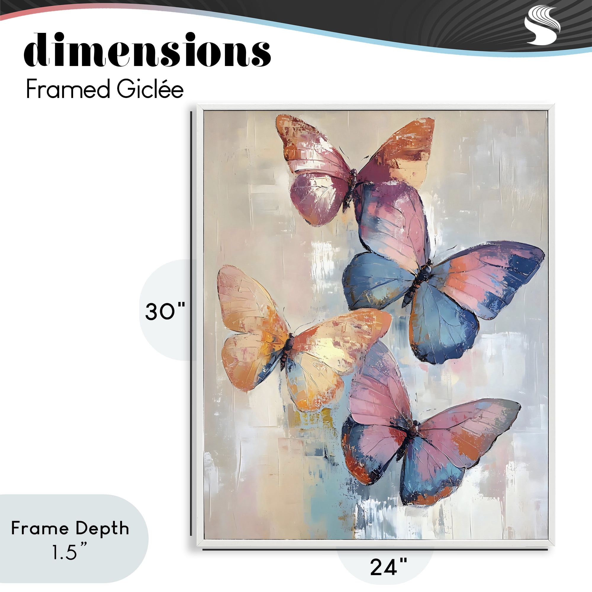 Stupell Industries Butterfly Beauty Abstraction White Framed Giclee Art, design by Creative Studio