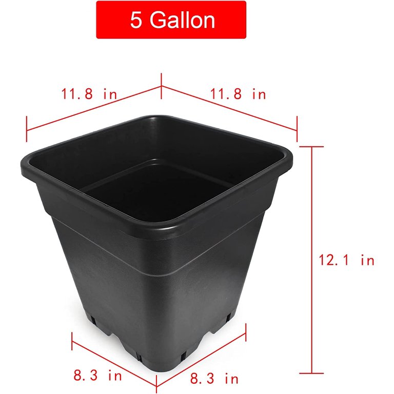 PET-U 5 Gallon 10 Pcs Square Plastic Plant Pots Flexible Nursery Pot Planter  Nursery Pots Suitable for Flower Vegetables Succulents Black - Walmart.com