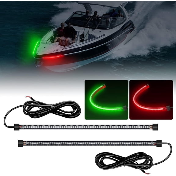 Nilight Boat Light Strip 2PCS 13Inch 66 LED Red Green Navigation Marine Bow Light 12V IP68 Waterproof for Universal Pontoon Bass Boat Jon Jetski Kayaki