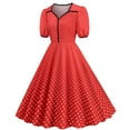 thumbnail image 1 of B91xZ Robe Printemps Été Décontractée Manches Courtes à Volants Col Rond Taille Élastique Robe Midi à Volants, Rouge TG, 1 of 5