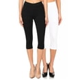 thumbnail image 2 of 2 Pack Women's High Waist Cotton Capri Jegging Pull On Elastic Waist Stretch Casual Pants Size S - 3XL Inseam 20", 2 of 6