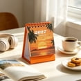 thumbnail image 5 of 2027 Desk Calendar Small Standing 4.72inx2.99in Tropical Sunset Monthly Desktop Planner, Office Home Decor,Orange, 5 of 6
