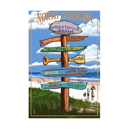 Wrightsville Beach, North Carolina - Destination Signpost Print Wall Art By Lantern