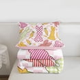 thumbnail image 5 of Erosebridal Cartoon Rabbit Silhouette Twin Comforter Sets,Pink White Geometric Checkered Bedding Set For Teens, Reversible 2pcs, 5 of 7