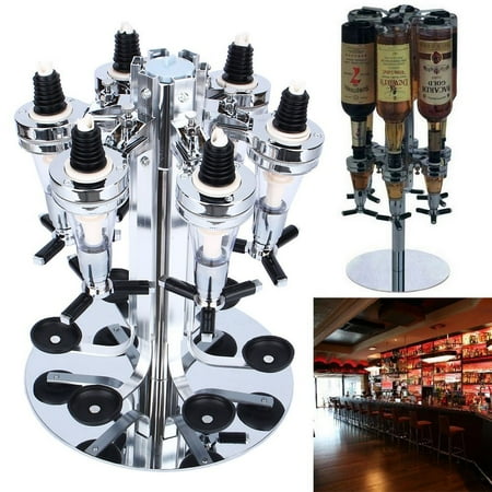 Bottle Drink Dispenser YOSOO Rotated Mounted Holder 6 Bottle Bar Beverage Liquor Dispenser Alcohol Drink Shot Cabinet Stand ()