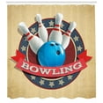 thumbnail image 3 of Ambesonne Bowling Party Shower Curtain, Circular Sport Emblem, 69"Wx84"L, Multicolor, 3 of 3