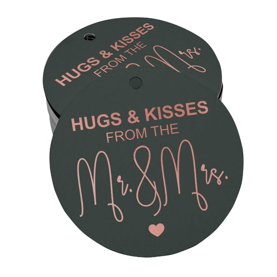 Inkdotpot 50 Pack Real Rose Gold Foil Paper Tag Hugs & Kisses From The Wedding Favor Hang Tag