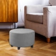 thumbnail image 4 of Small Round Ottoman Slipcover Footstool Footrest Cover Removable Living Room - Gray, 48-55cm, 4 of 8