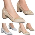thumbnail image 4 of Bmisegm Summer Mouth Frosted Fashion Pointed Thick Women's High Heels Casual Women's Toe Shallow Heel Women's Sandals Summer Silver 6.5, 4 of 7