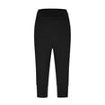 thumbnail image 4 of Women's Soild Color Harem Cropped Pants with Pleated Waist, Loose Fit Yoga Lounge Pants, Soft Cropped Joggers for Fitness, Workout, and Casual Wear Black L, 4 of 8