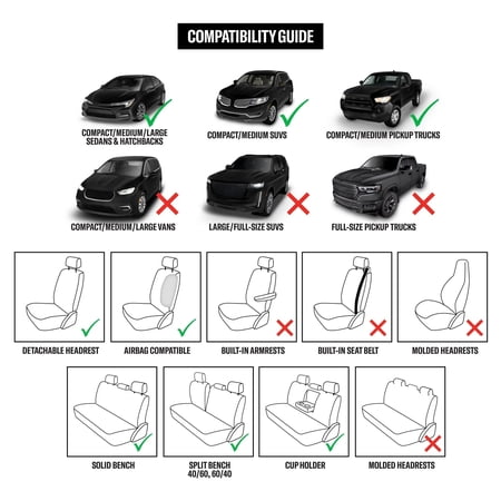 GENUINE DICKIES 3-PIECE PETERSON SEAT COVER SET, BLACK