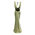 thumbnail image 6 of Satin Cowl Neck Sleeveless Backless Maxi Wedding Guest Dress Silk Open Back Tie Back Prom Formal Dresses For Women, 6 of 6