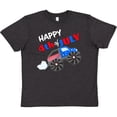 thumbnail image 3 of Inktastic Happy Fourth of July Monster Truck Youth T-Shirt, 3 of 5