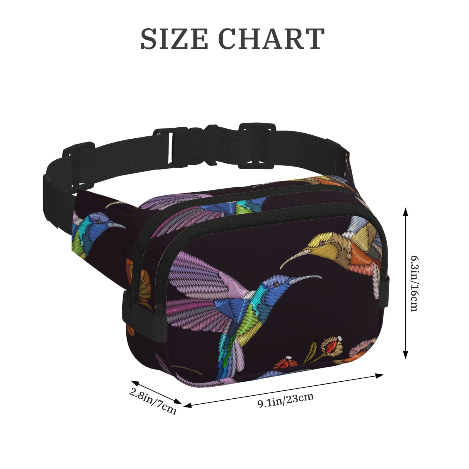Kuqiui Humming Bird Print Fanny Packs for Women Cross Body Waist Bag Fashionable Fanny Pack Designer Workout Hiking Waist Pack Running Travel Gym